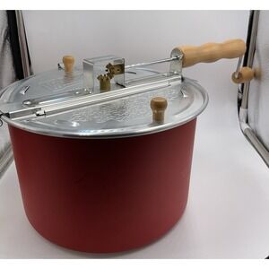 New Original Red Whirley-Pop Popcorn Popper Stove Top Wabash Valley Farms 6qt